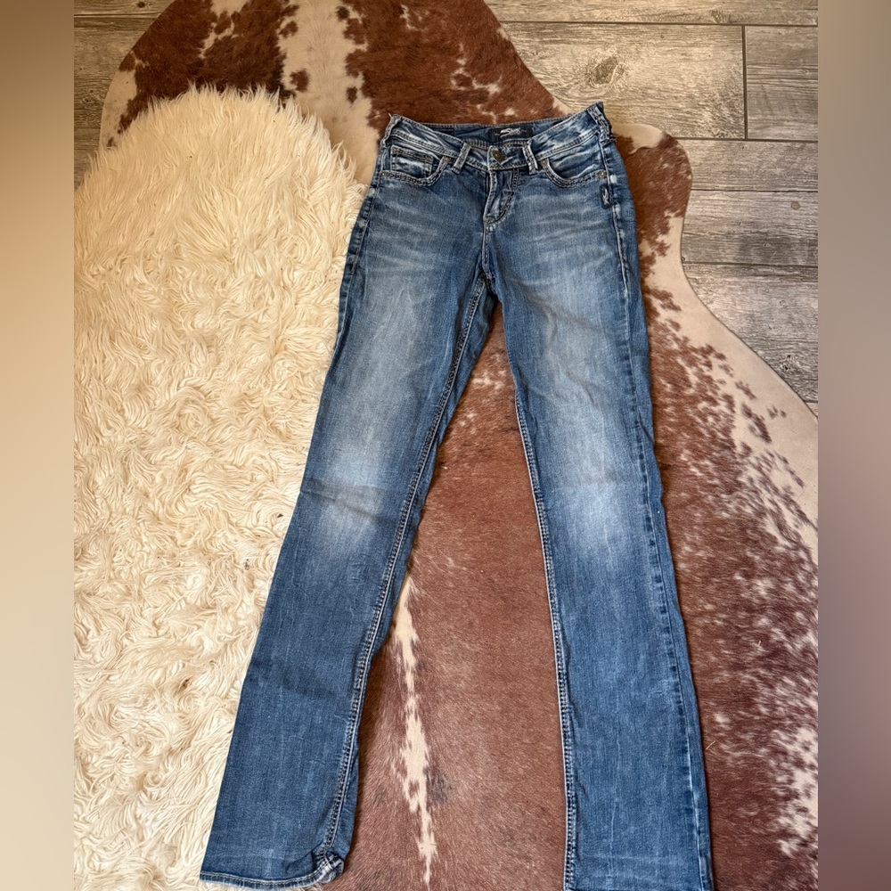 Silver Jeans Women's Straight Leg Blue Denim